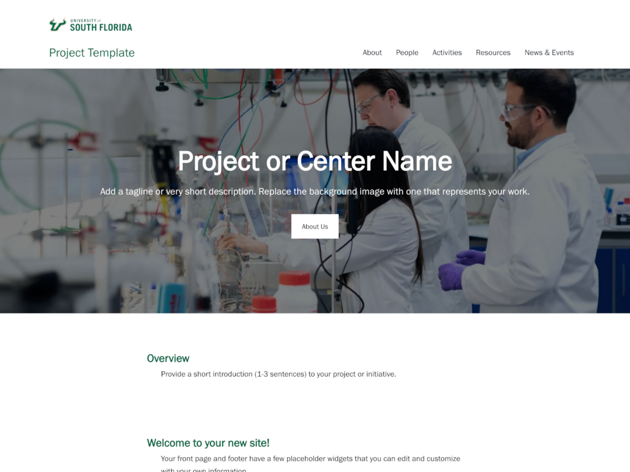 USF Project Template homepage